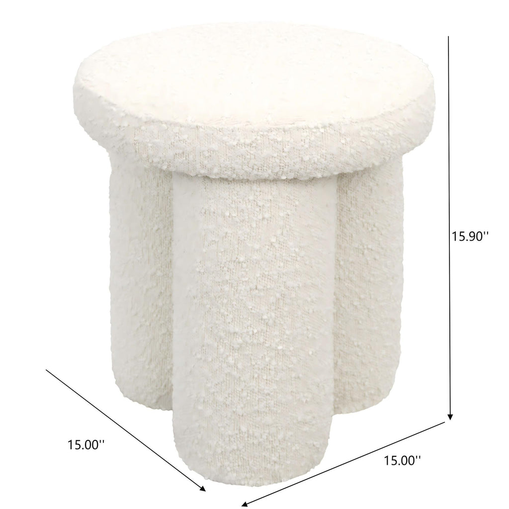 Ivory Accent Stool with Sherpa Upholstery - Wesley