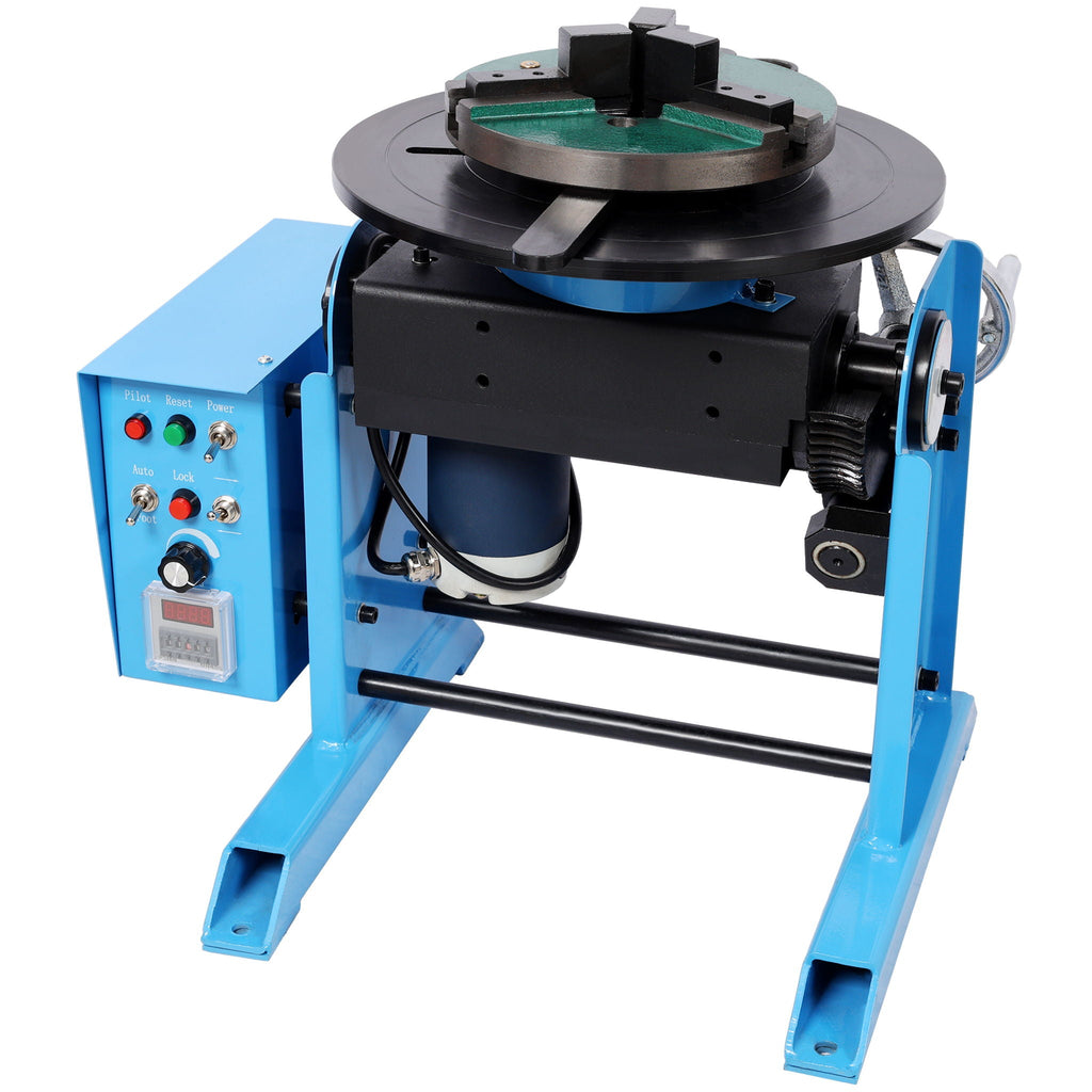 Heavy Duty Rotary Welding Positioner Turntable Table with Manual Tilt - Blue