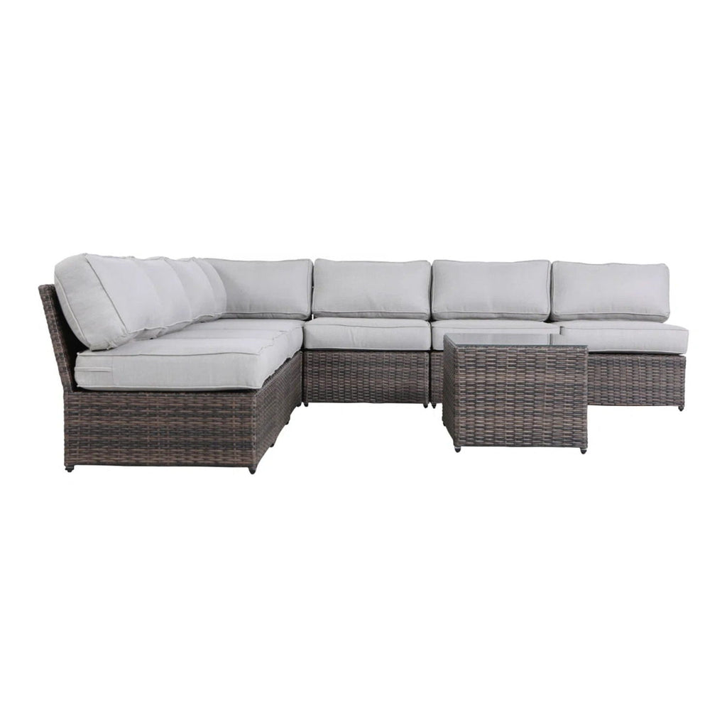 Modern Patio Rattan Sectional Set with Cushions - Multiple Colors