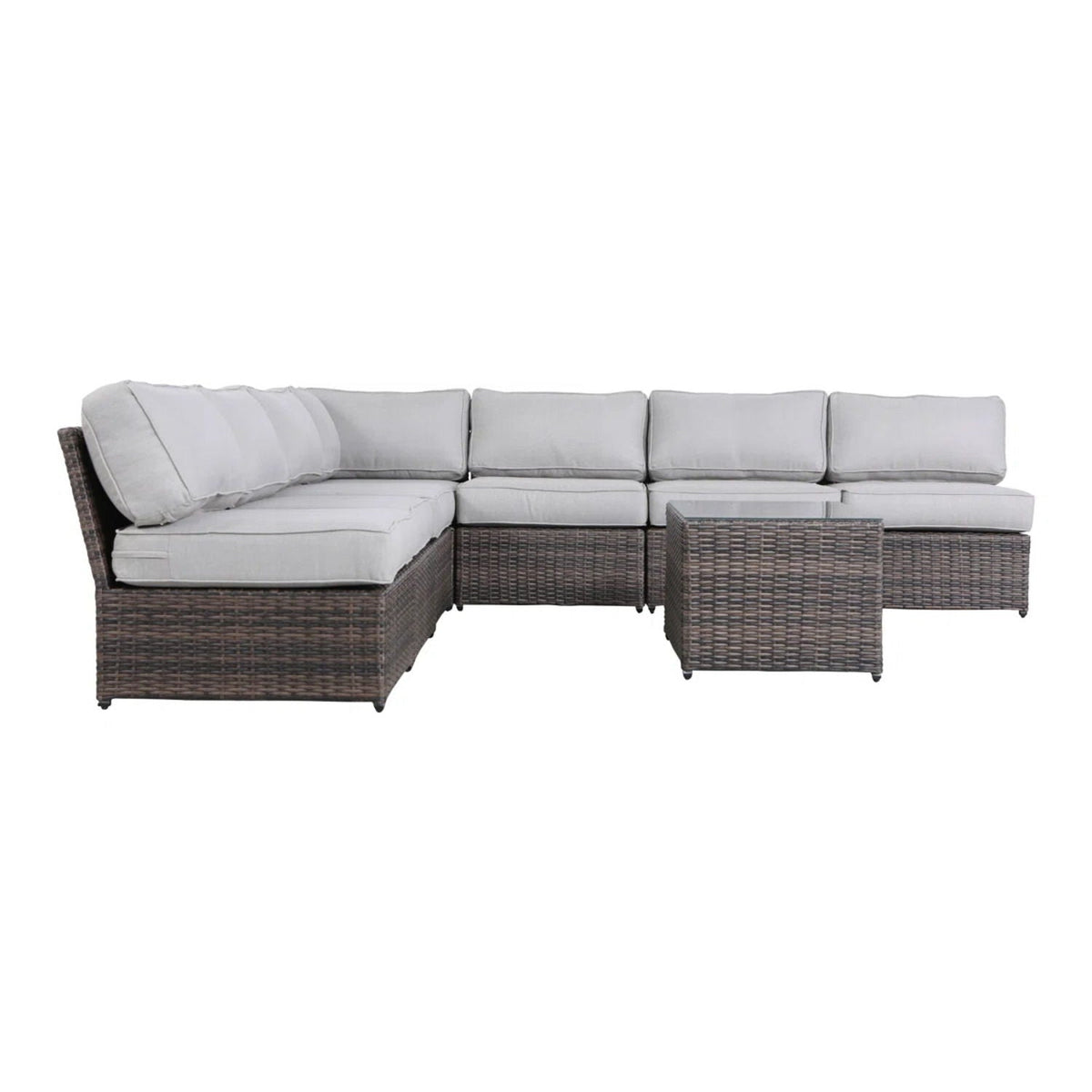 Modern Patio Rattan Sectional Set with Cushions - Multiple Colors