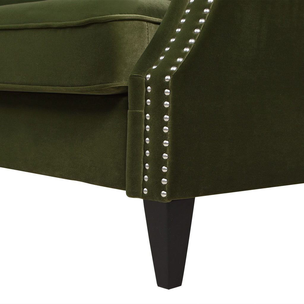 Green Camel Back Small Space Sofa with Performance Upholstery