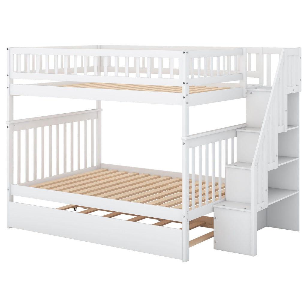 Bunk Bed with Staircase and Storage Options - Dark Gray or White