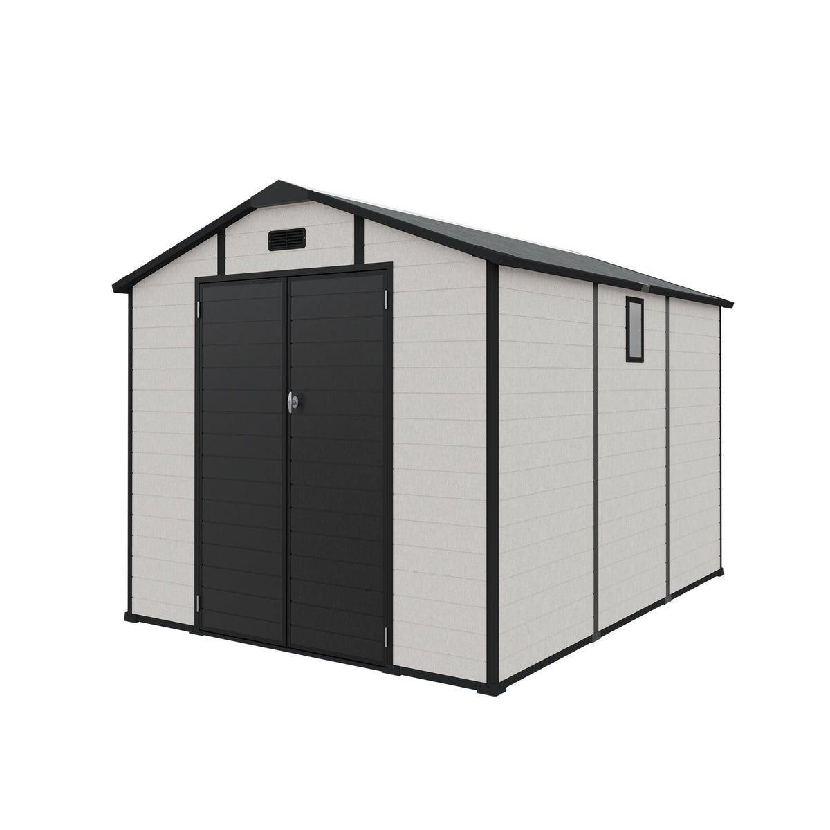 8x10 FT Plastic Outdoor Storage Shed with Lockable Design - Grey