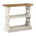 Distressed Wood Shelf Tray Console Table - Brown / Antique White