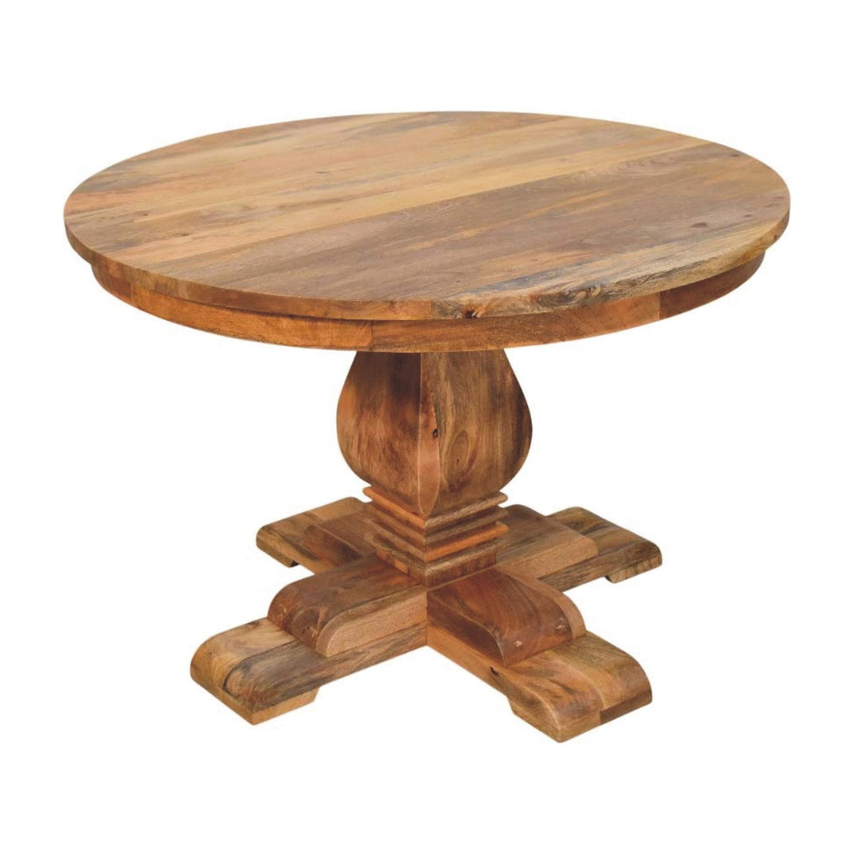 Solid Wood Valentina Round Dining Table with Pedestal Base - Natural