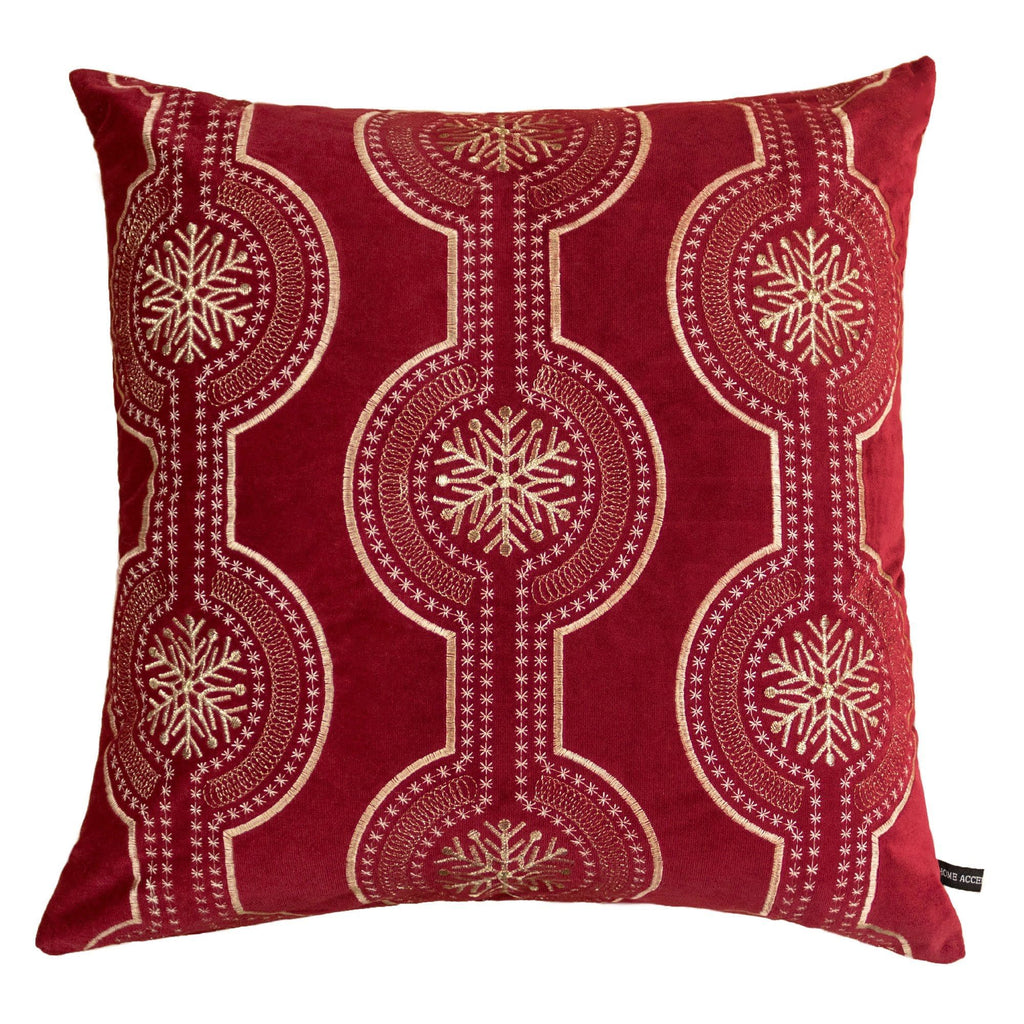 Holiday Throw Pillow with Snowflake Embroidery - 20x20 Inch