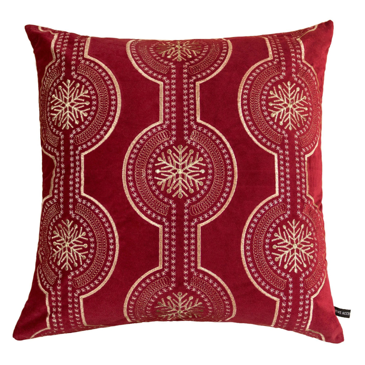 Holiday Throw Pillow with Snowflake Embroidery - 20x20 Inch