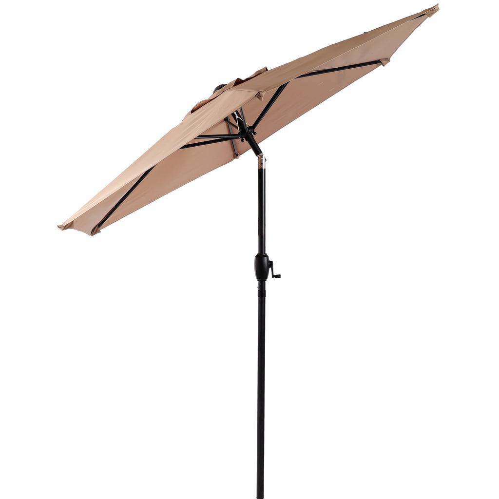 7.5 Ft Patio Umbrella with Tilt and Crank Mechanism - Brown, Beige, Blue, Grey, Orange