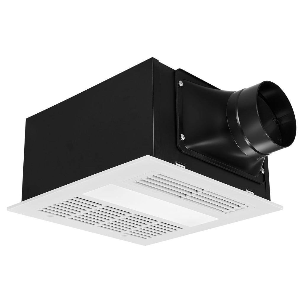 Bathroom Exhaust Fan with LED Light & Heater – Quiet DC Motor - White
