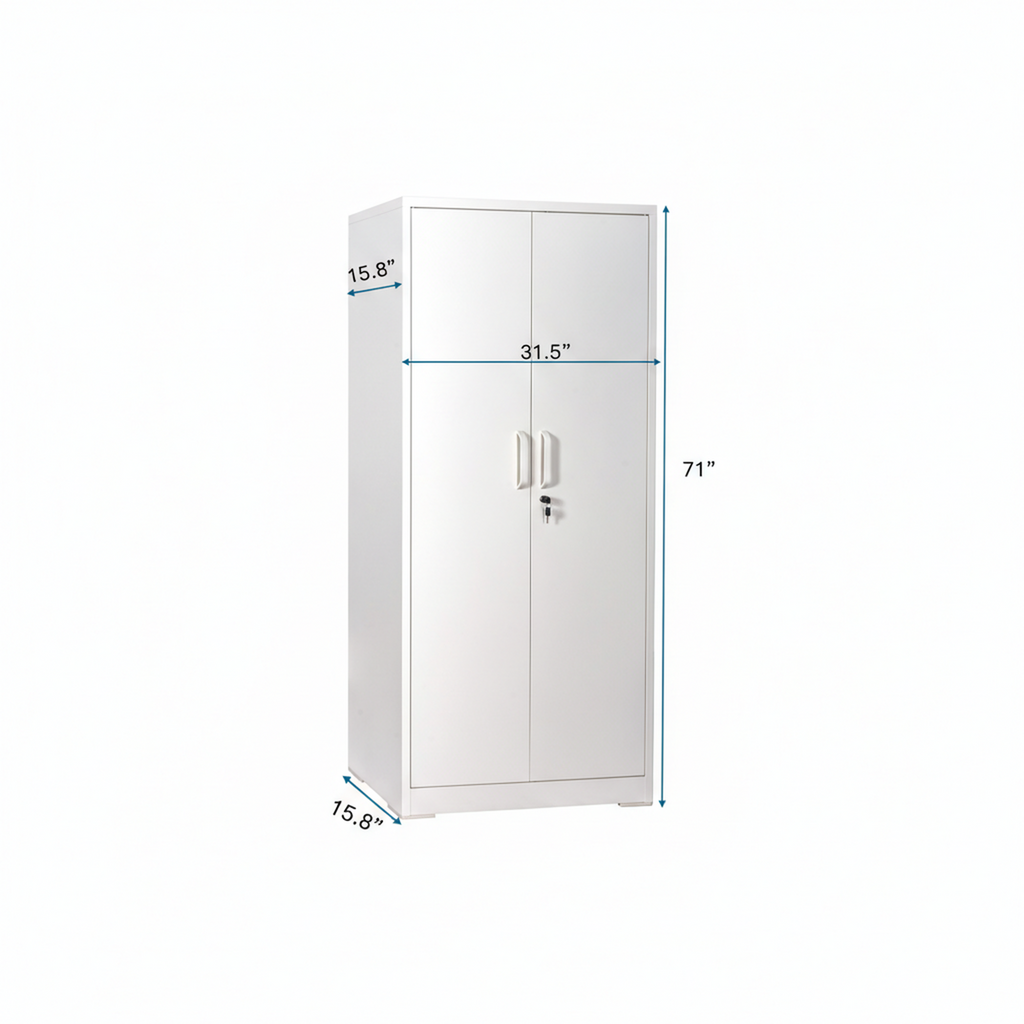 71" Metal Storage Cabinet with Locking Doors and Adjustable Shelves