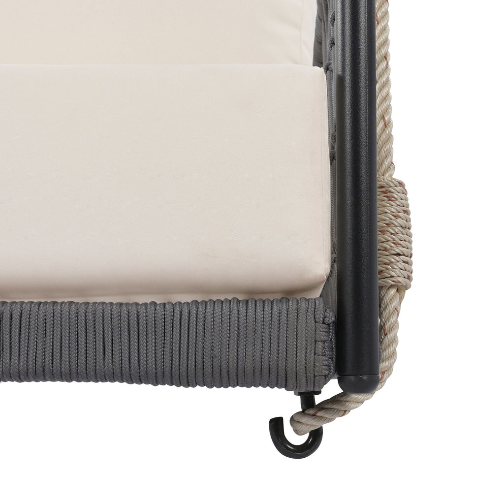 Beige Outdoor Swing Sofa with Soft Cushions for Patio