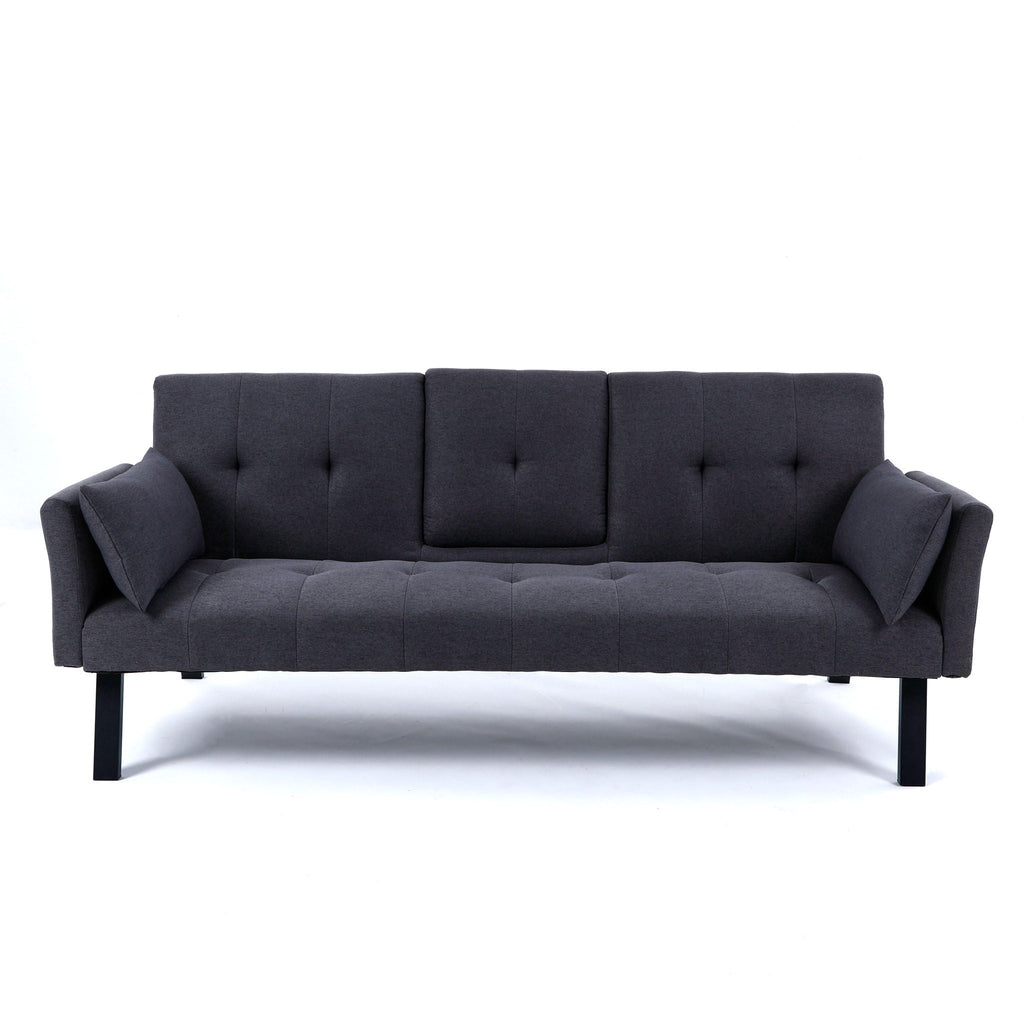 Foldable Sofa Bed with Cup Holder and Solid Wood Frame - Multiple Colors
