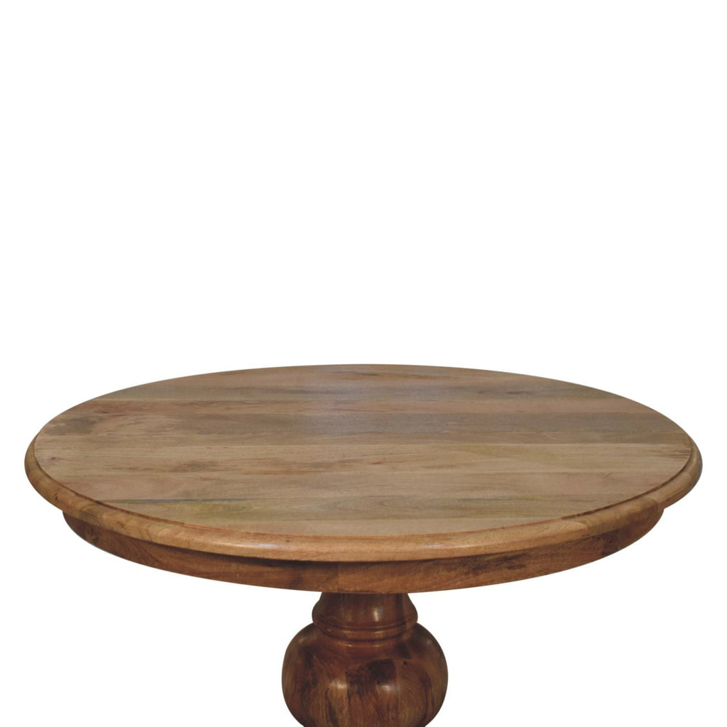 Solid Wood Round Dining Table with Classic Turned Base - Oak-ish