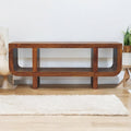 Solid Wood Orion Curved Media Unit with Open Shelves - Chestnut Finish