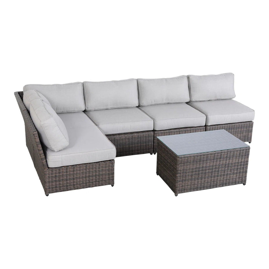 Modern Patio Rattan Sectional Set with Cushions - Multiple Colors