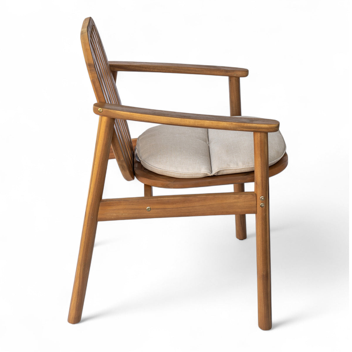 Meja Dining Chair with Cushion, Set of 2 - Acacia Wood Patio Seating