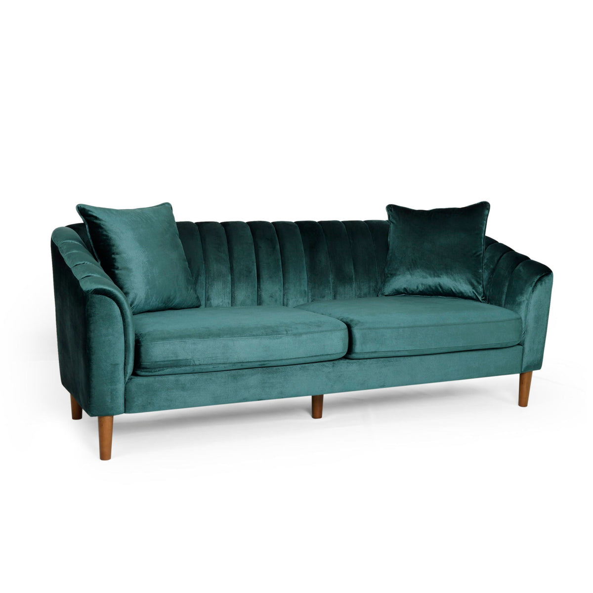 Contemporary 3 Seater Sofa with Button Tufted Accents - Dark Green or Beige