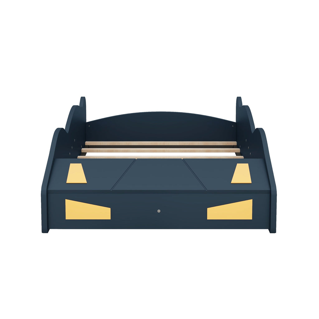 Race Car Platform Bed with Storage and Wheels - Black or Blue