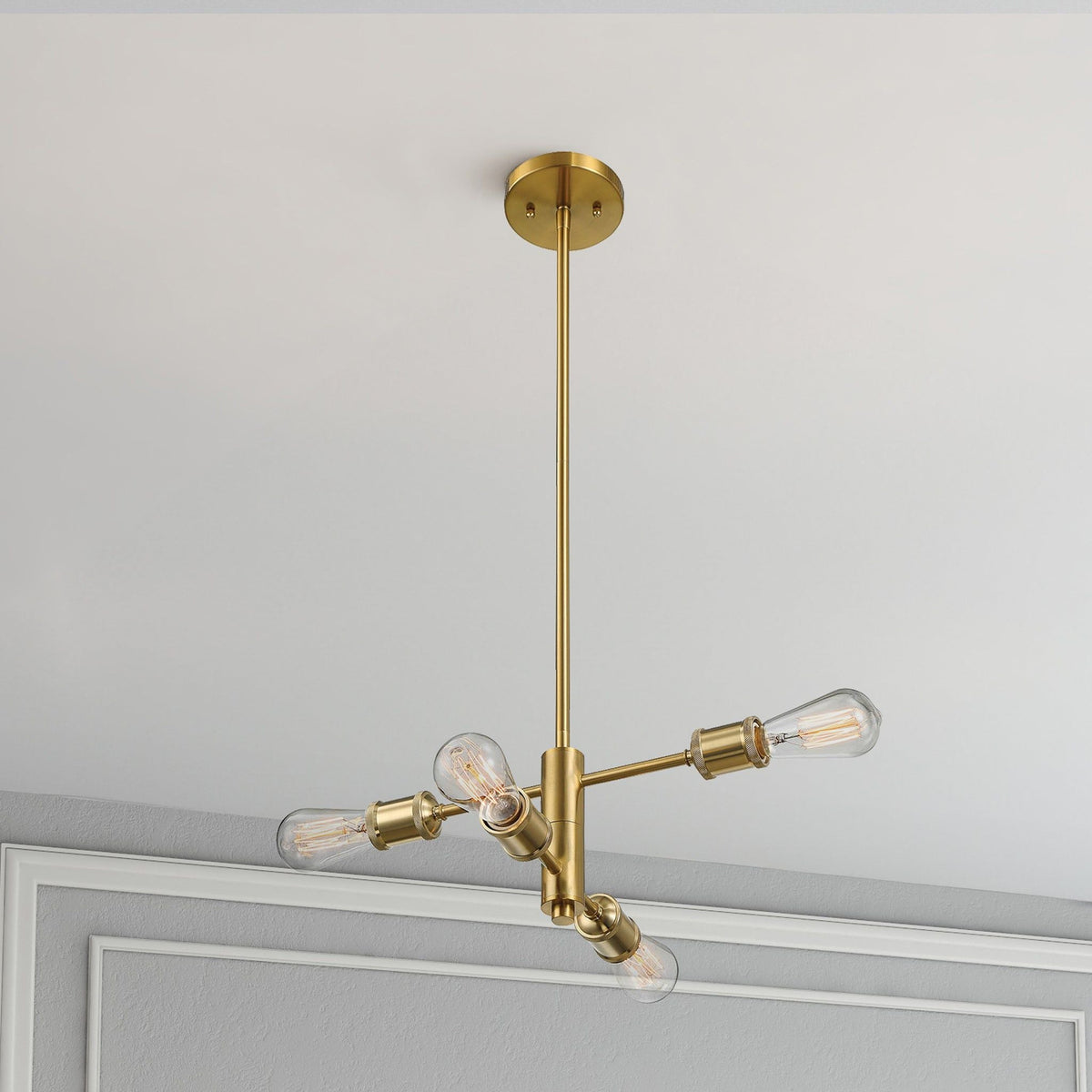 Trellis - 4 Lights Modern Gold Chandelier