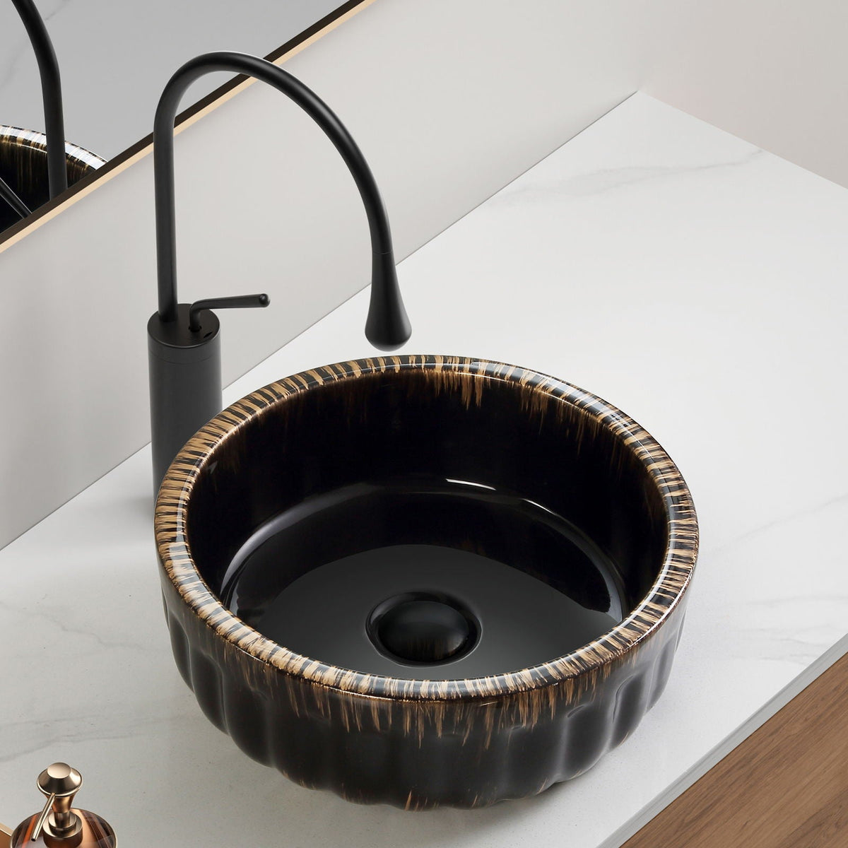 Black Vessel Sink with Modern Design - Black