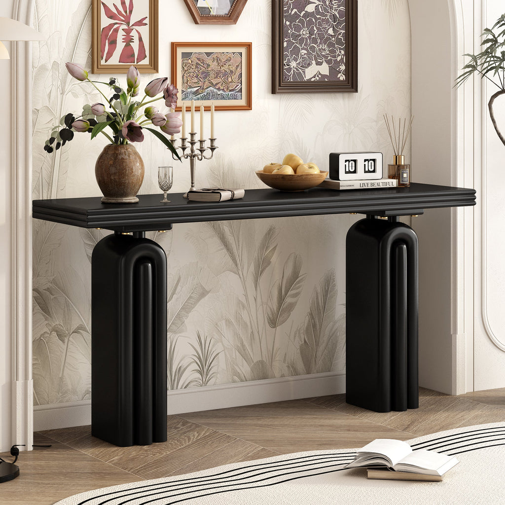 Chic Acacia Veneer Console Table with Elegant Design – Black or Beige