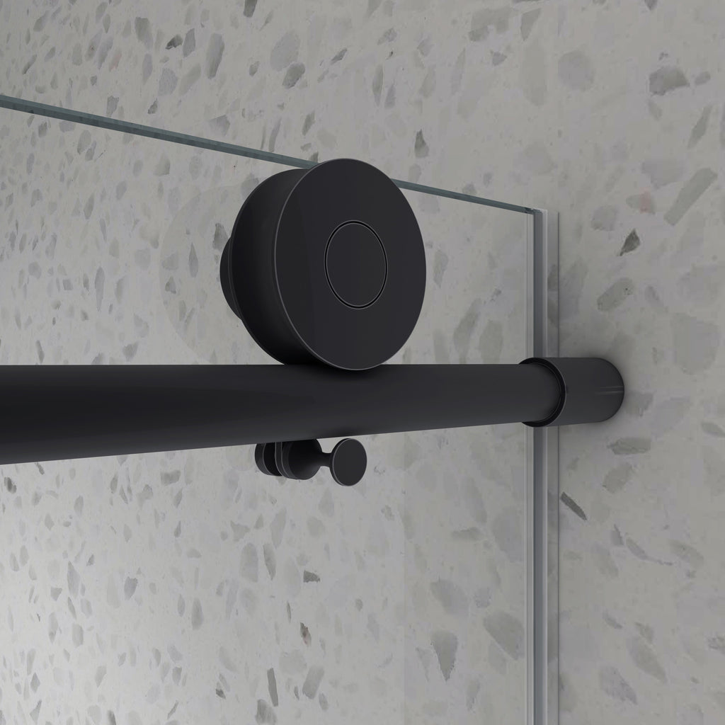 6063 Matte Tempered Glass Shower Door with Soft-Closing - Matte Black