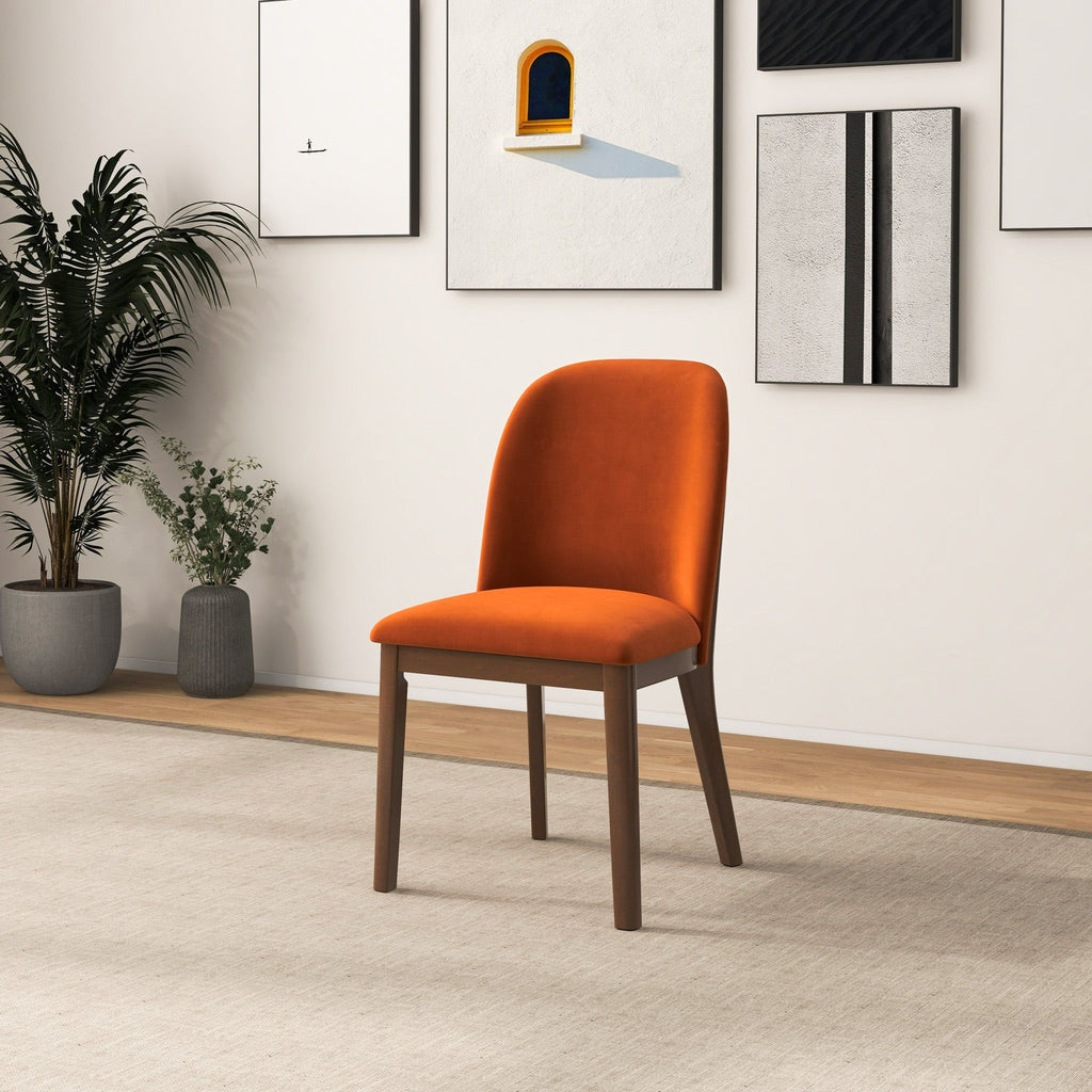 Comfort Dining Chair Set of 2 with Solid Wood Legs - Beige, Orange, Blue, Green