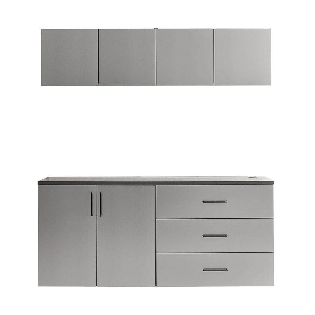 Garage Cabinet Set with Soft Closing Drawers - Metallic Gray