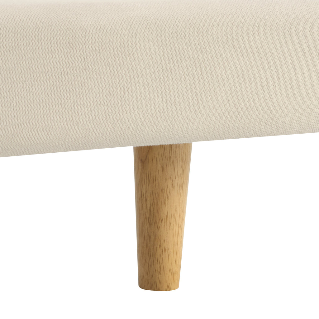 Beige Chunky Headboard Bed Frame with Solid Rubberwood Legs - Cal-King