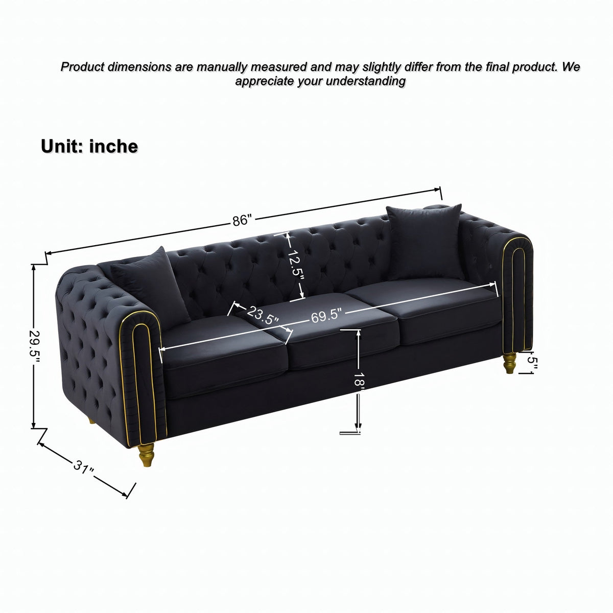 Modern Velvet Loveseat Sofa with Button Tufting