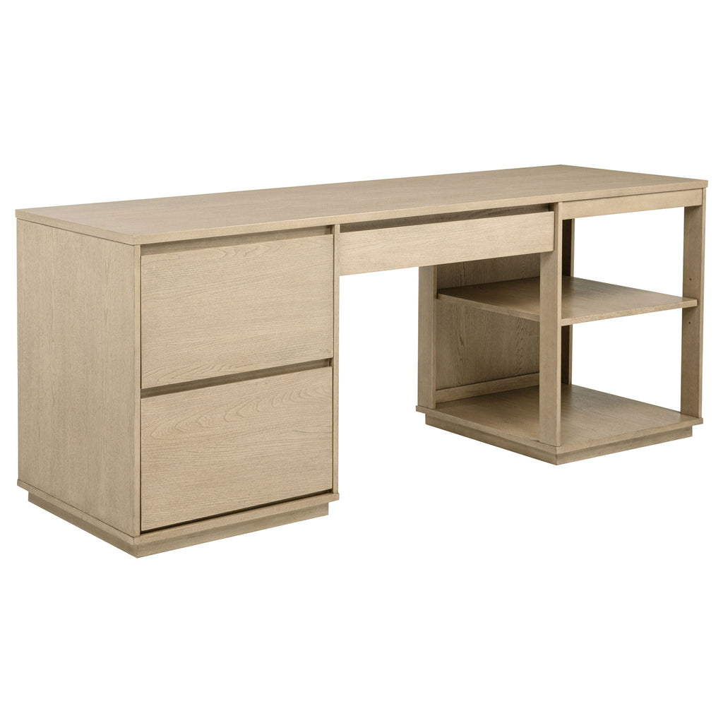 Harkes 75-inch 3-drawer Computer Desk with Adjustable Shelf Light Elm
