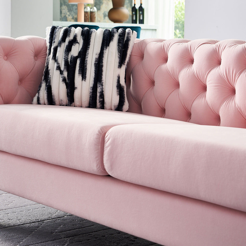 Modern Tufted Living Room Sofa with Button Detail - 84.25" Wide, Multiple Colors