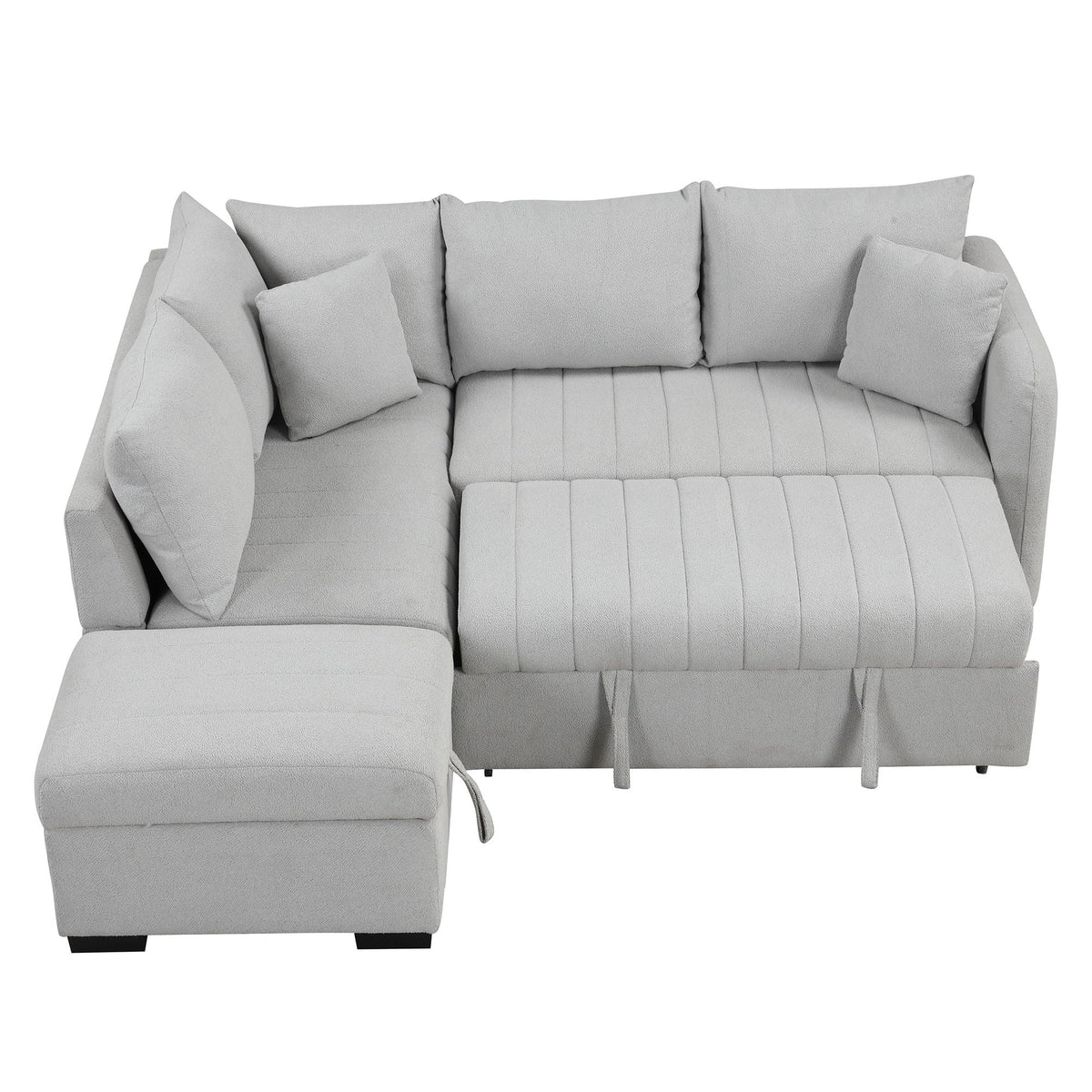 L-Shaped Sleeper Sectional with Pull-Out Bed and Storage Ottoman - Gray or Beige