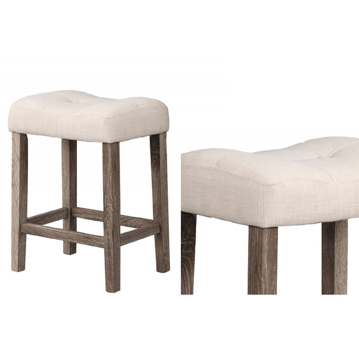Transitional Counter Dining Set with 4 Tufted Stools - Dark Gray or Dark Brown