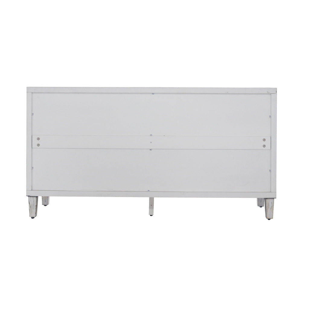 White Wash 4-Door Sideboard Cabinet with Adjustable Shelves
