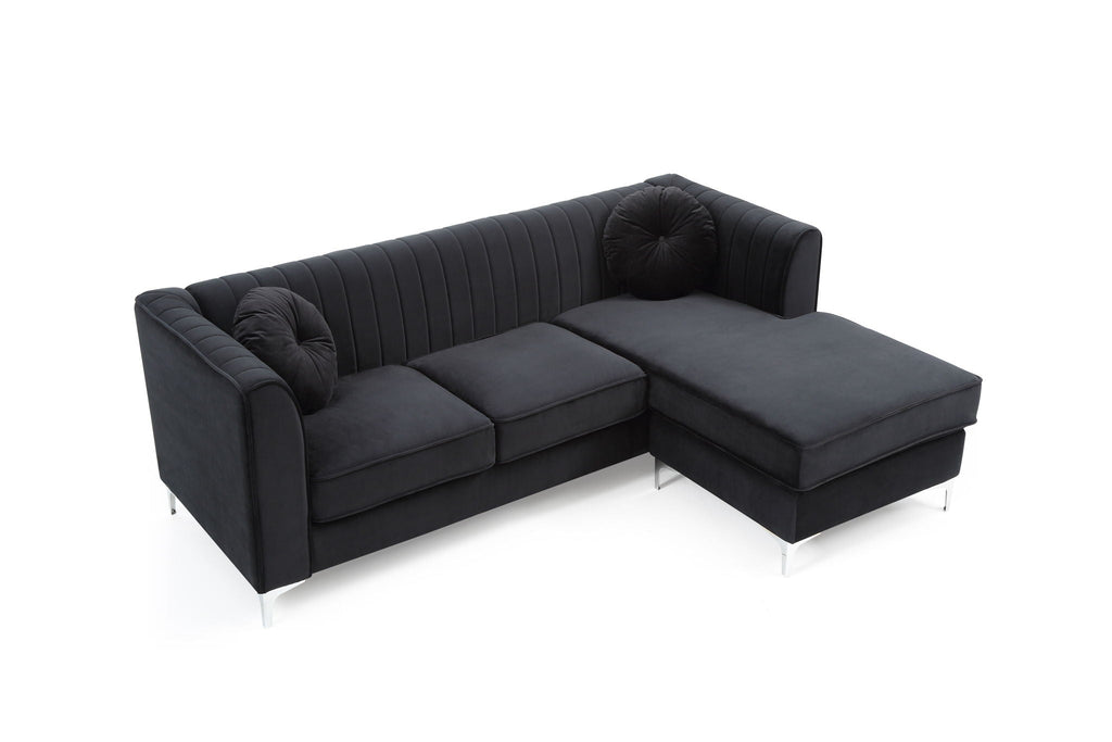 Micro Suede Sofa Chaise with Channel Quilting - Multiple Colors