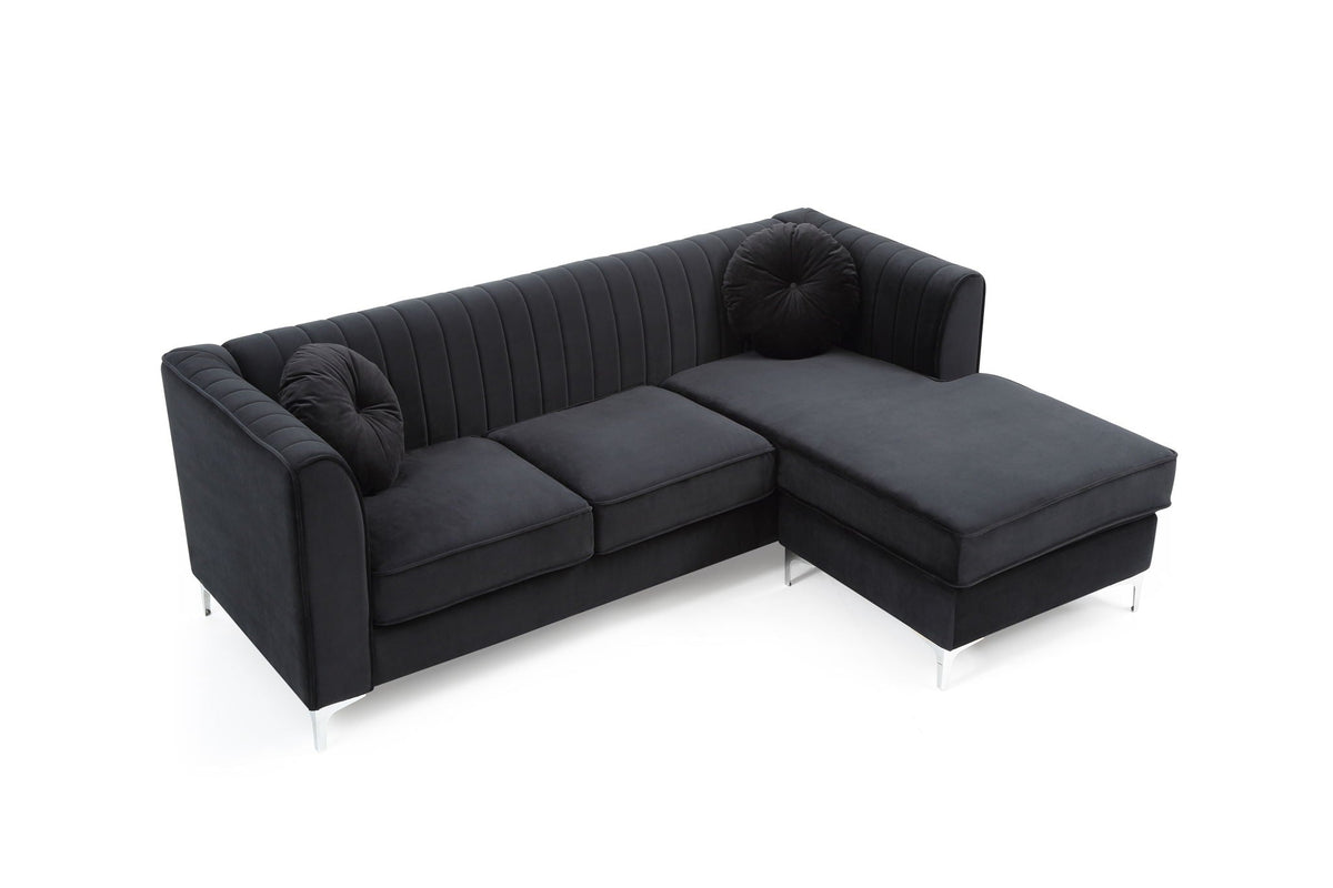 Micro Suede Sofa Chaise with Channel Quilting - Multiple Colors