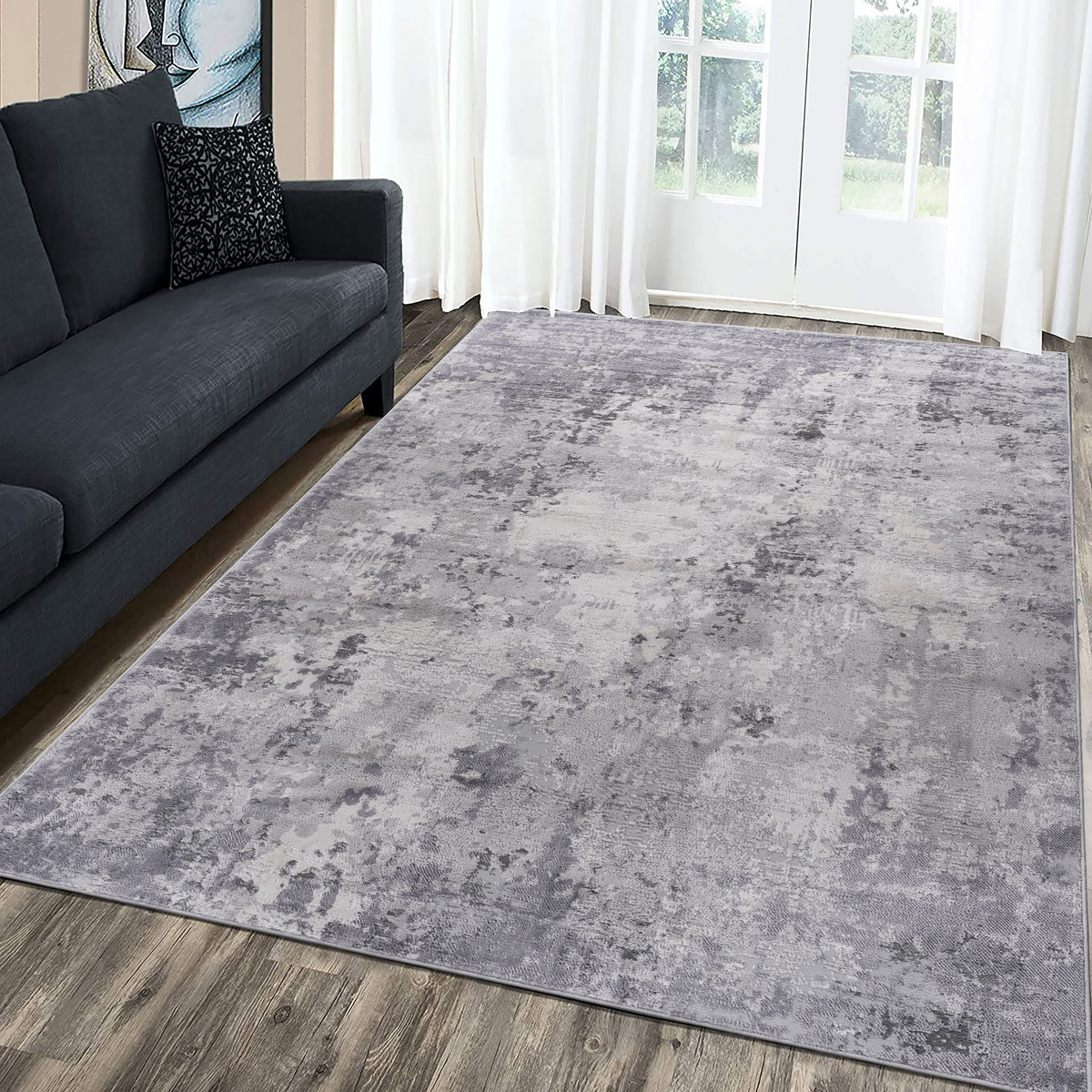 MARFI Collection 6.7x9 Light Rug with Durable Polyester - Light