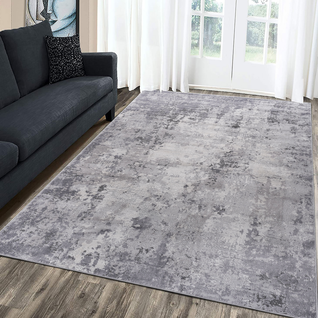 Marfi Collection 7.9x10 Light Area Rug with Stain-Resistant Polyester - Light