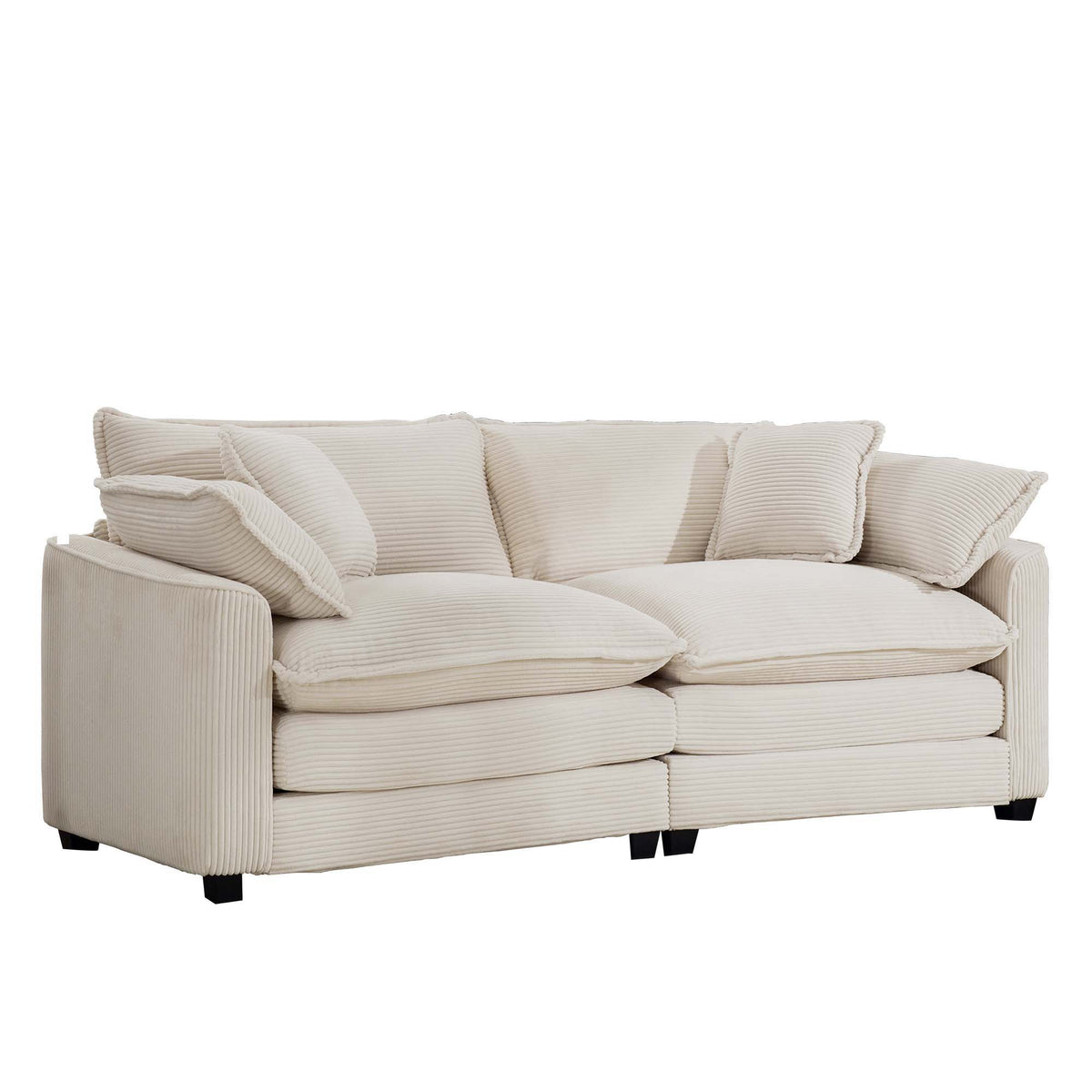 Modern Upholstered Deep Seating Loveseat with 4 Pillows - Multiple Colors