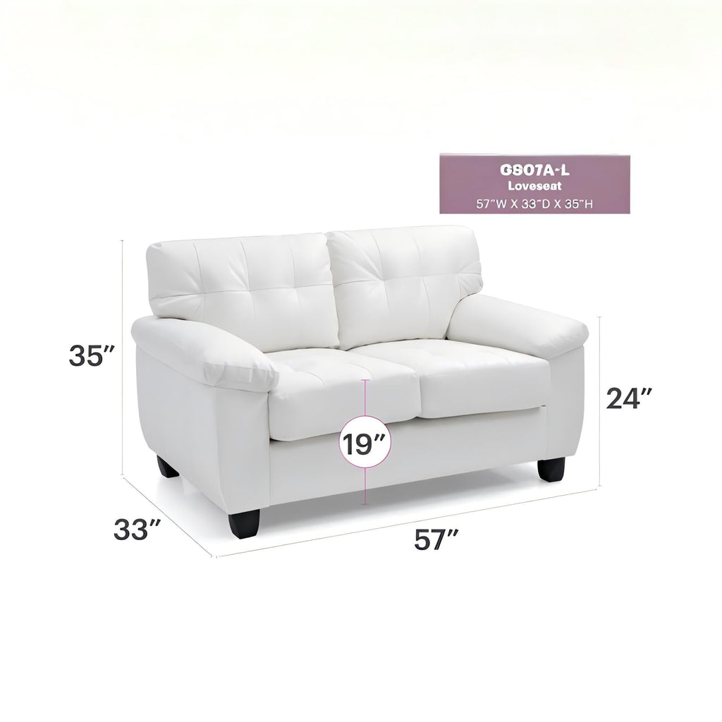 Gallant Loveseat with Hardwood Frame and Pocketed Coil Cushions - Dark Brown or White
