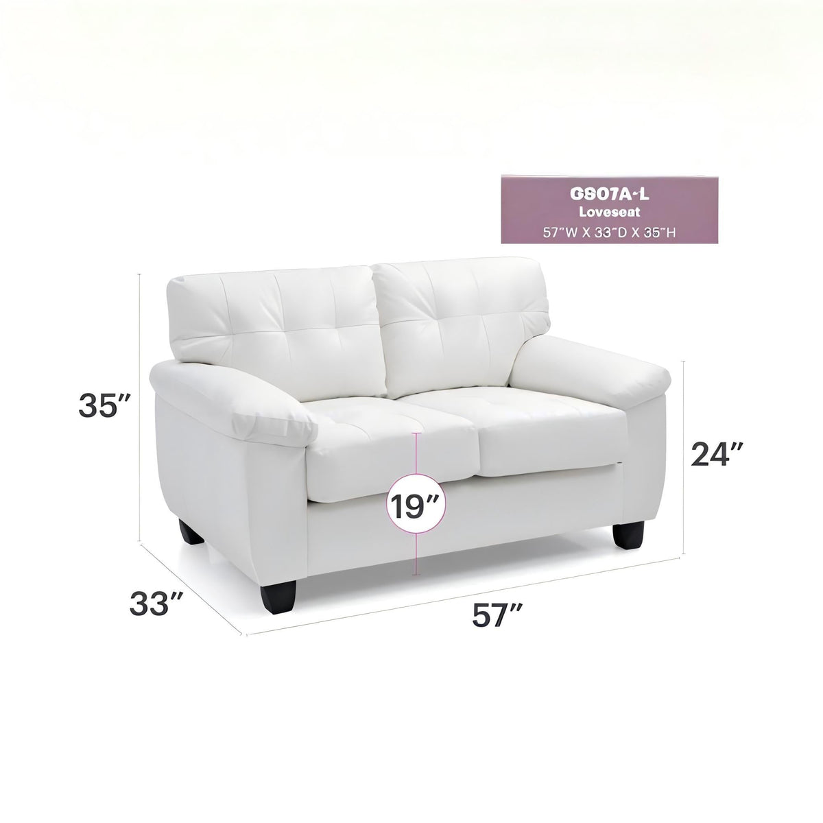 Gallant Loveseat with Hardwood Frame and Pocketed Coil Cushions - Dark Brown or White