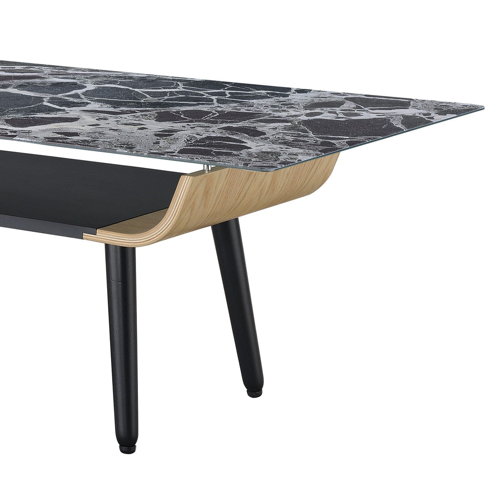 Landon Coffee Table with Glass Marble Texture Top