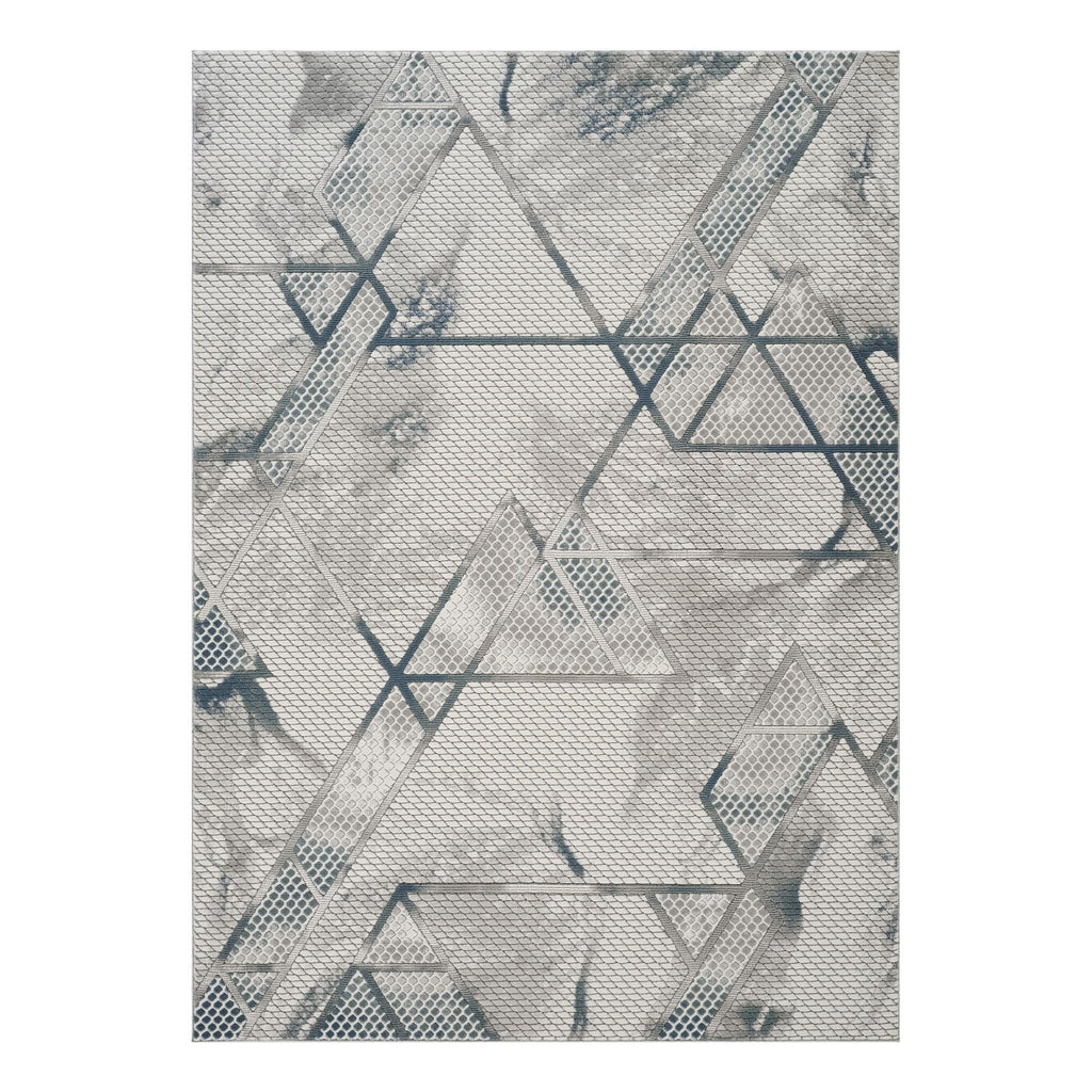 Geometric 3D Effect Area Rug with Contemporary Design - Ivory / Gray