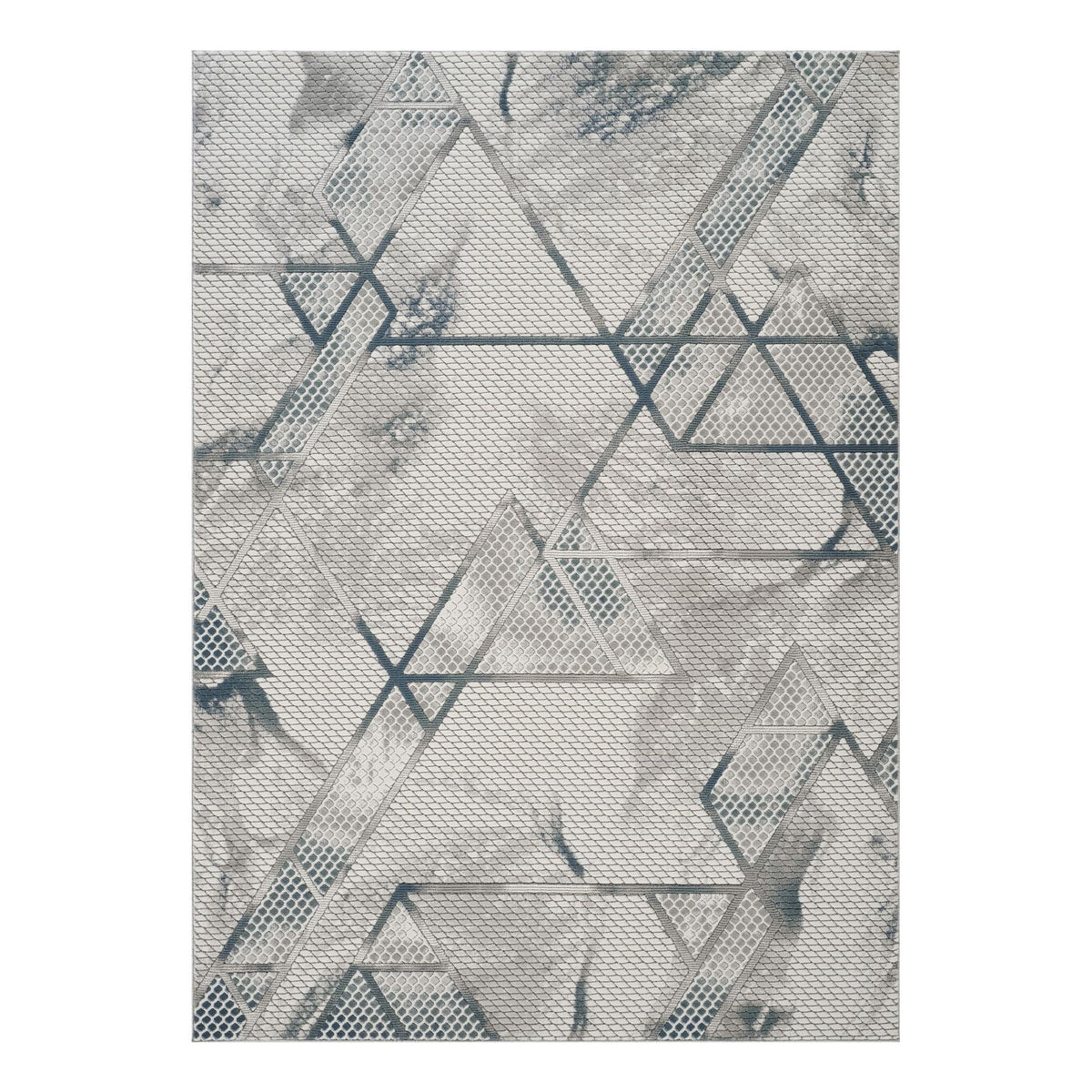 Geometric 3D Effect Area Rug with Contemporary Design - Ivory / Gray