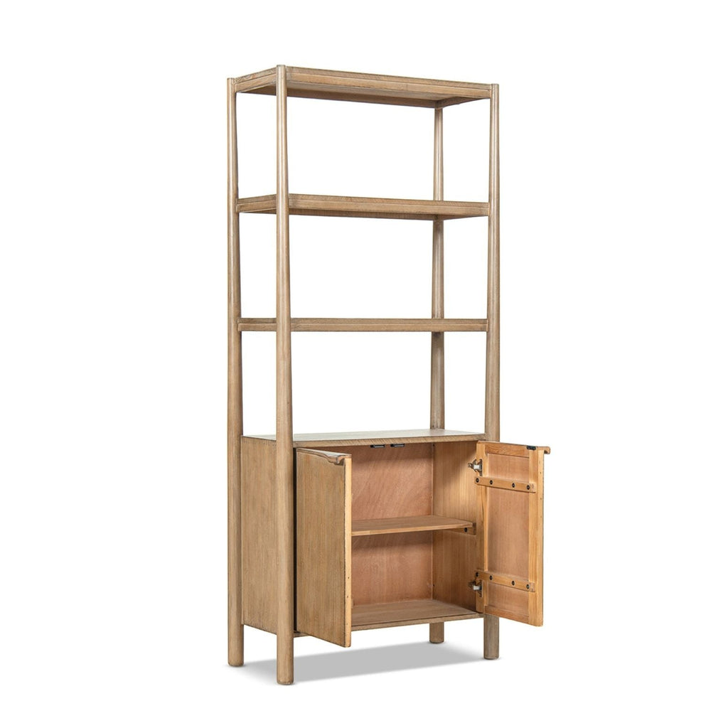 Natural Reclaimed Wood Bookcase with Lower Cabinet - 86" Tall