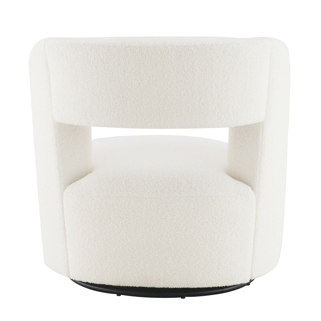 Swivel Barrel Chair with Soft Teddy Fabric - Beige