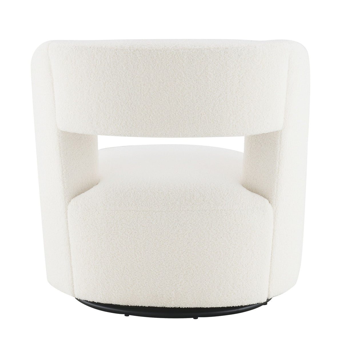 Swivel Barrel Chair with Soft Teddy Fabric - Beige
