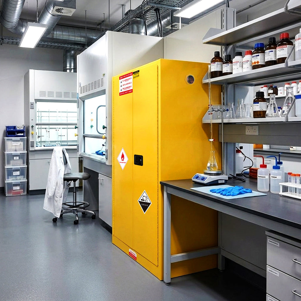 45 Gal Flammable Safety Cabinet with Double-Walled Steel - Yellow