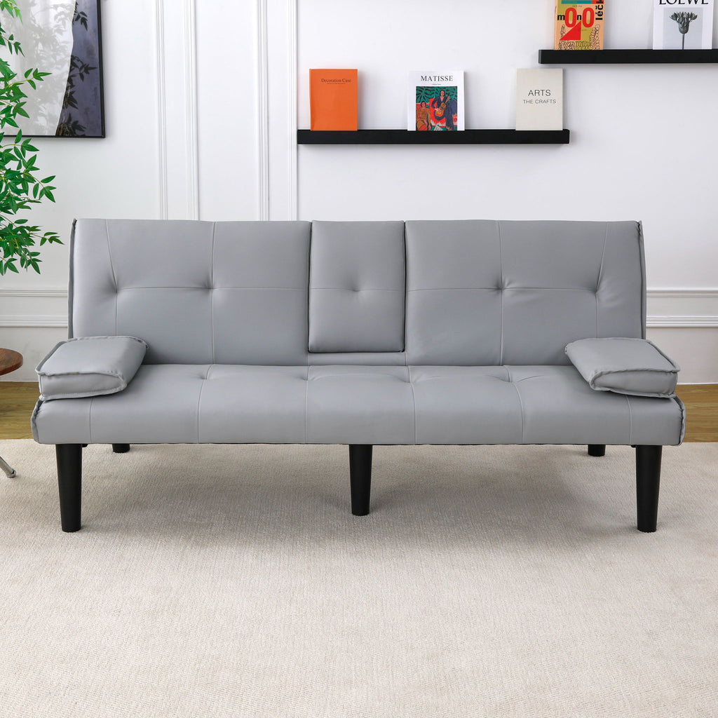 Foldable Sofa Bed with Cup Holder and Solid Wood Frame - Multiple Colors